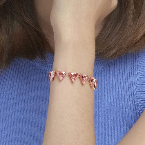 Miniatura 2 de Swarovski Ortyx - Colección de joyas de pulsera de cristal de corte triangular, oro rosa y acabado en tono rodio