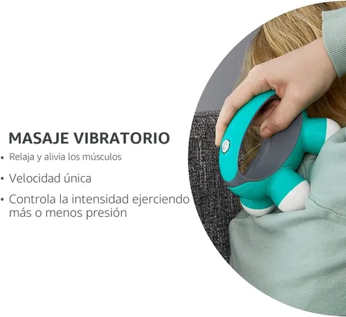 Miniatura 2 de Homedics Homedics, Quatro Mini Massager de mano con agarre a mano, masaje de vibración con batería, 4 nodos de masaje, alimentado por 2 baterías AAA