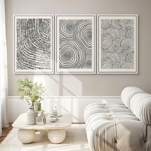Miniatura 236 de SIGNWIN Lienzo enmarcado para pared, arte con pinceladas de flujo neutro en tonos beige abstractos, ilustraciones, arte moderno, decorativo