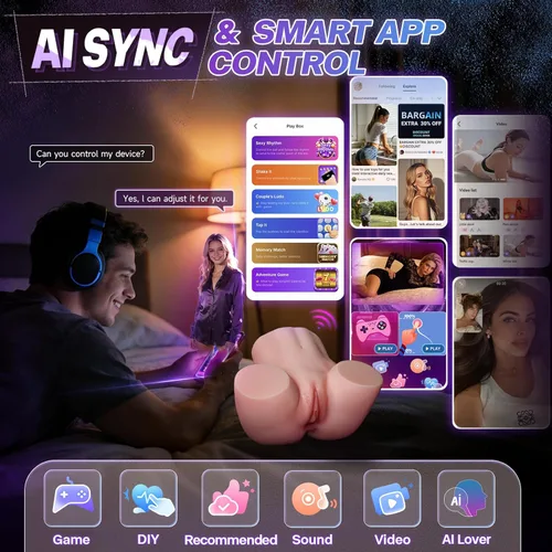 Miniatura 5 de BIG SHOCKED AI Sync - Masturbador automático masculino, muñeca sexual, 10 succión y vibración para una simulación infinita similar a la humana