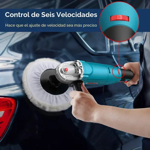 Miniatura 5 de ENEACRO Pulidora, cera pulidora rotativa para automóvil, 1600 W, 7 pulgadas/6 pulgadas, velocidad variable 1500-3500 RPM, mango desmontable adecuado