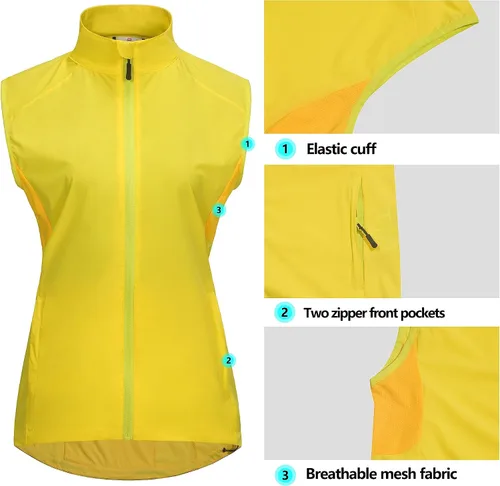 Miniatura 3 de Little Donkey Andy Chaleco reflectante de ciclismo para mujer, chaleco de viento, ligero, transpirable, UPF 50 para golf, correr
