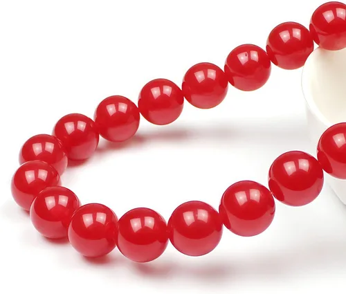 Miniatura 2 de MJDCB Cuentas sueltas redondas de jade rojo natural para hacer joyas, pulseras y collares DIY (6mm)