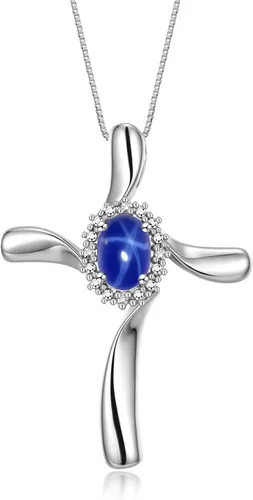 Rylos Collares para mujer, collar de cruz 925, piedras preciosas y diamantes auténticos con cadena de 18 pulgadas, piedra natal de 0.276 x 0.197in,