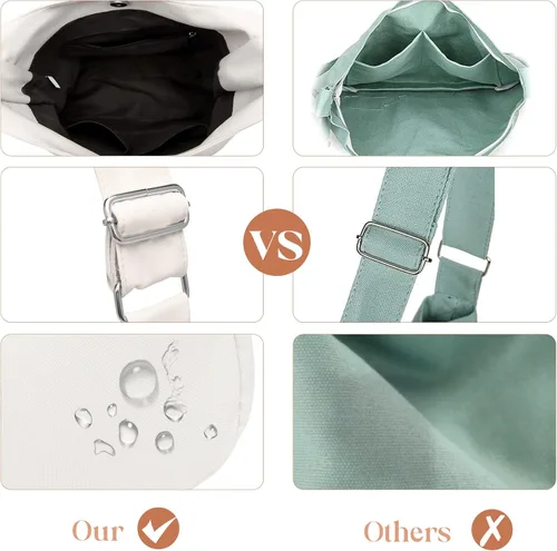 Miniatura 6 de MYHOZEE Bolso de lona grande tipo hobo para mujer, bolso estético para el hombro, bolso cruzado de escuela simple