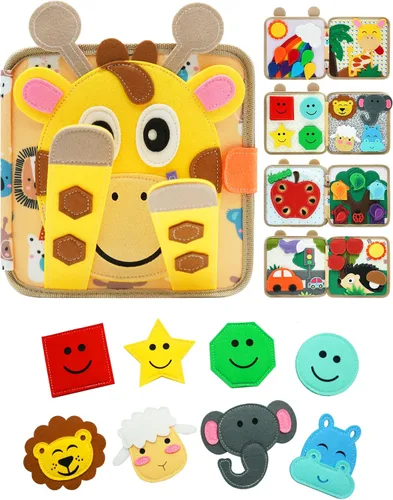 Miniatura 10 de BizyKoady - Libro de actividades de fieltro Montessori para niños pequeños, libro silencioso de juego de simulación, aprendizaje temprano