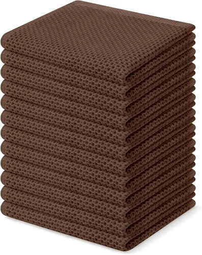 Miniatura 321 de Homaxy Paños de cocina de 100% algodón con tejido de gofre, ultra suaves, absorbentes, de secado rápido, 12 x 12 pulgadas, paquete de 6, amarillo