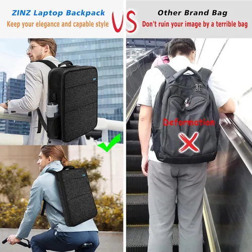 Miniatura 5 de ZINZ Mochila delgada y expandible para laptop con funda de 15, 15.6, 16 pulgadas, bolsa resistente a derrames para portátiles, estuche para la B04K01