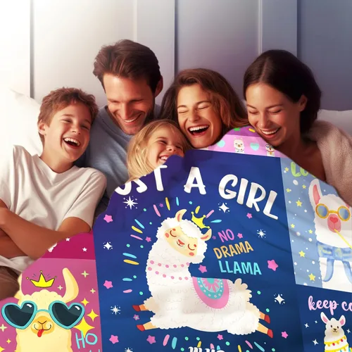 Miniatura 5 de Manta de llama linda manta suave y cálida de alpaca de dibujos animados para sofá, cama, regalos de cumpleaños de alpaca para niñas, adultos
