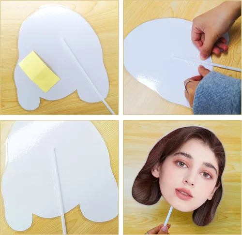 Miniatura 4 de Recorte facial en un palo, ventilador personalizado de caras divertidas, recortes de cabeza de foto personalizados para fiestas, cumpleaños, bodas