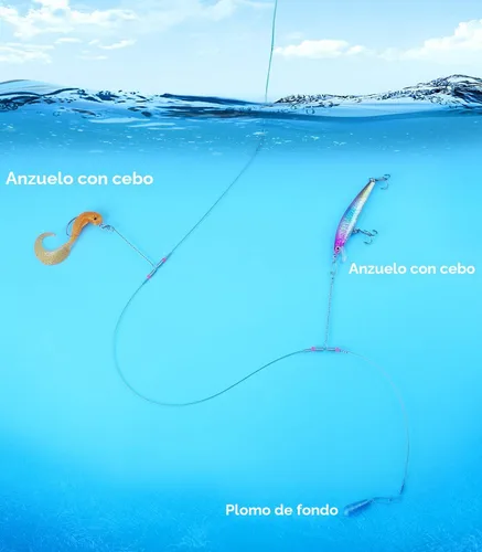 Miniatura 2 de Líderes de Pesca, Línea de Pesca de Alambre de Acero Inoxidable con Conexión Giratorio y Encaje, Kit de Equipo y Accesorios de Pesca para Señuelos