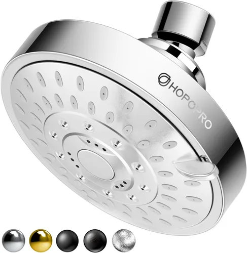Miniatura 12 de HOPOPRO - Regadera con filtro de alto caudal, 5 modos, fijo de alta presión con filtro, 2 en 1 para agua dura, elimina el 99% de cloro y mejora