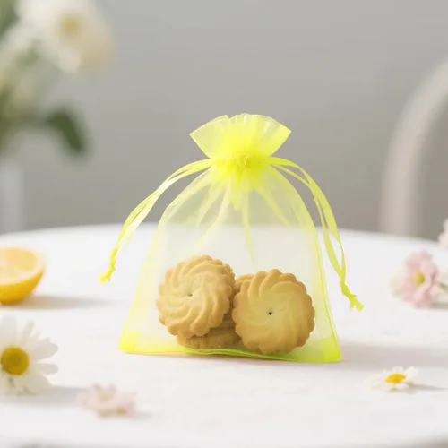 Miniatura 7 de joycraft 50 bolsas de organza amarillo limón – 2.7 x 3.5 pulgadas, bolsa de malla transparente para joyas, pequeña bolsa de favor de fiesta