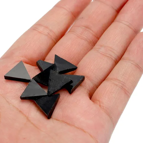 Miniatura 6 de MECCANIXITY Mosaico de vidrio de 7.05 oz triángulo de mosaico de vidrio negro de 0.551 in azulejos de mosaico a granel para manualidades DIY