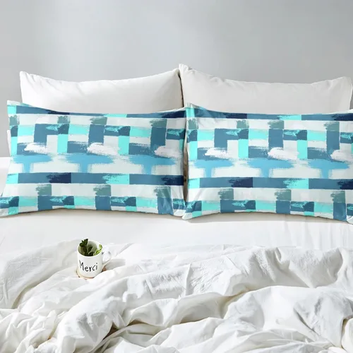 Miniatura 4 de Feelyou Juego de ropa de cama color verde azulado, tamaño individual, funda de edredón turquesa, azul, gris, grunge, degradado, para niños, niñas