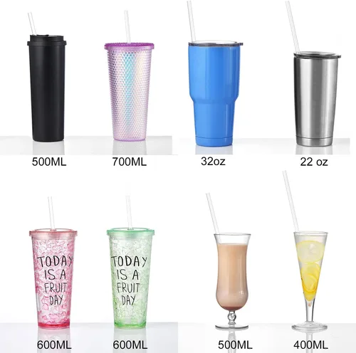 Miniatura 6 de ALINK Paquete de 12 popotes de plástico transparente reutilizables, popotes de repuesto de 10.5 x 0.3 pulgadas, popotes duros sin BPA aptos