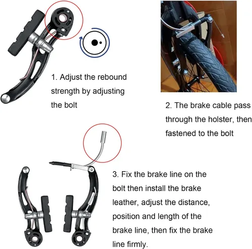 Miniatura 3 de Lomodo 6 accesorios de freno de bicicleta que incluyen 2 palancas de freno de aleación de aluminio (0.9 in de diámetro) y 2 pares de frenos en V y 2
