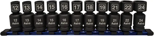 Miniatura 7 de Astro Pneumatic Tool 78344 Dados de Impacto Universal Métricos Nano de 3/8" Drive sin Pasadores (10 Piezas)