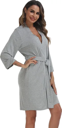 Bata tipo kimono para mujer, bata de baño de punto corto, suave, ligera, ropa de dormir para mujer