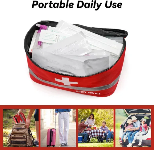 Miniatura 3 de Faylapa Bolsa vacía de primeros auxilios, 10.2 x 5.5 x 5.5 pulgadas, bolsa portátil de almacenamiento médico de primeros auxilios para exteriores