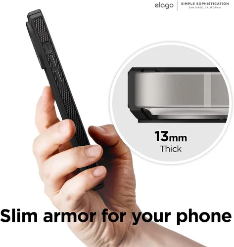 Miniatura 7 de elago Armor - Funda compatible con iPhone 13 de 6.1 pulgadas, funda protectora resistente, textura de fibra de carbono, diseño resistente a prueba