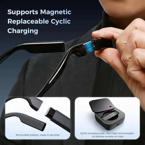 Miniatura 8 de Lentes inteligentes AR con pantalla de visualización, cámara HD integrada y control de anillo, lentes de teleprompter de privacidad AI HUD