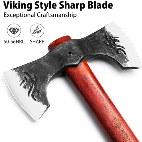 Miniatura 2 de NEDFOSS Thor - Hacha de lanzamiento, paquete de 2 hachas de lanzamiento de 16 pulgadas con acero de alto carbono 1065 y mango de madera de haya