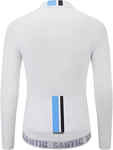 Miniatura 2 de Santic - Camiseta de ciclismo para hombre, manga larga, reflejante, cremallera completa, con bolsillos
