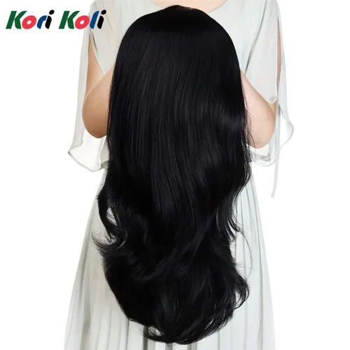 Miniatura 9 de Extensiones de cabello sintético ondulado de 24 pulgadas con clip para media cabeza atada, de alta calidad, fibras japonesas premium para mujer, 11#