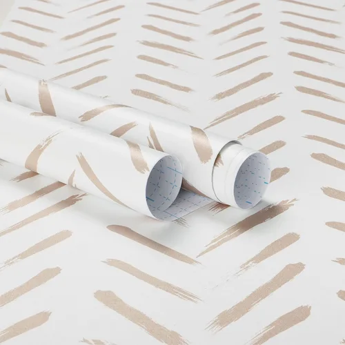 Papel tapiz adhesivo geométrico blanco y rosa, 16.1 x 196 pulgadas, papel tapiz autoadhesivo extraíble para dormitorio, baño, papel de contacto para