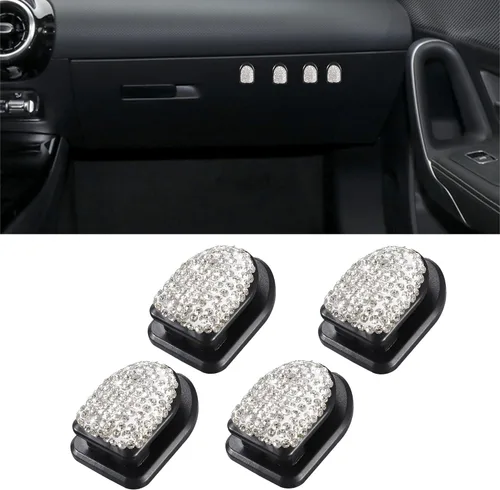 Miniatura 13 de WINKA Ganchos brillantes para automóvil, 4 piezas, accesorios de cristal, lindo gancho para salpicadero, llaves, lentes de sol, gancho