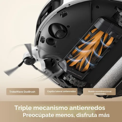 Miniatura 7 de Mova Z60 Ultra Roller SA Robot Aspiradora y Trapeador, succión de 26,000 Pa, fregado con agua tibia y rodillo extensible, estación todo en uno sin