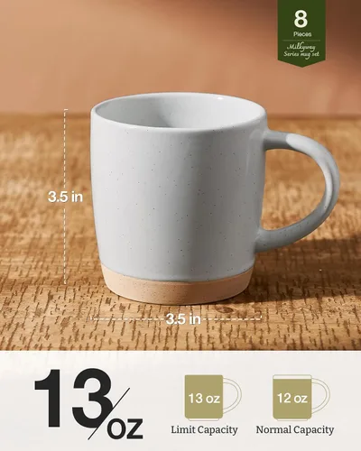 Miniatura 58 de famiware Mercury - Tazas de café de 13 onzas, juego de 4 tazas de café con asa, tazas para café con leche, té caliente, capuchino, moca, cacao, negro
