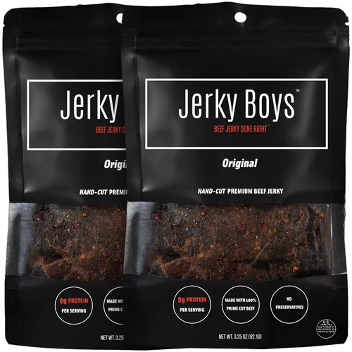 Jerky Boys - Bocadillo de carne de res bajo en calorías, bajo en carbohidratos, sin conservantes, alto en proteínas - Sabor ORIGINAL 3.25oz (2
