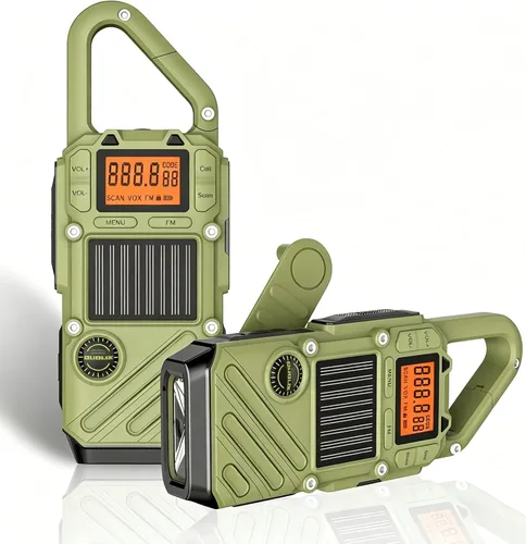 Walkie Talkies de largo alcance para adultos, radio de 2 vías de emergencia resistente con FM, SOS, alertas meteorológicas NOAA, linterna, manivela