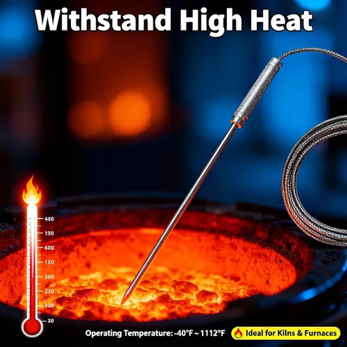 Miniatura 4 de Sonda de termopar tipo K 50360-K Tipo K Sonda de termopar de horno -40°F a 1112°F Reemplazo para hornos comerciales domésticos termopar Tipo K Sonda