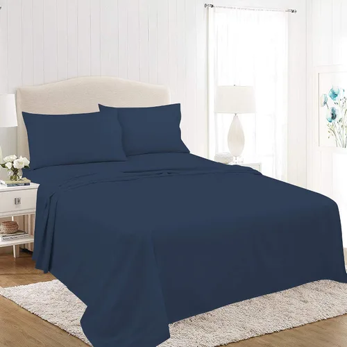 Miniatura 5 de ROYALE LINENS Soft Home - Juego de sábanas de percal cepillado ultrasuave, 100% algodón, 4 piezas, tamaño Queen, color blanco
