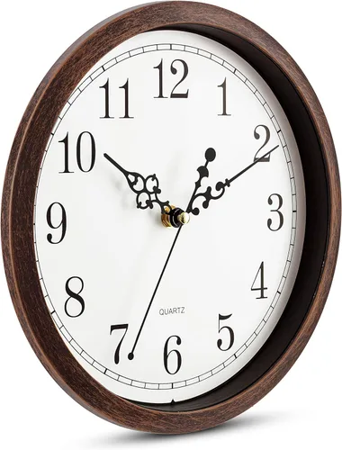 Miniatura 3 de Bernhard Products Reloj de pared silencioso de 10 pulgadas, movimiento silencioso, sin tictac, de cuarzo, funciona con pilas, redondo, fácil