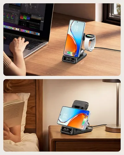 Miniatura 8 de SwanScout Estación de carga inalámbrica 3 en 1 para Samsung S26 Ultra/S26/S25/S24/S23/Z Flip7, cargador inalámbrico plegable para Galaxy Watch 8