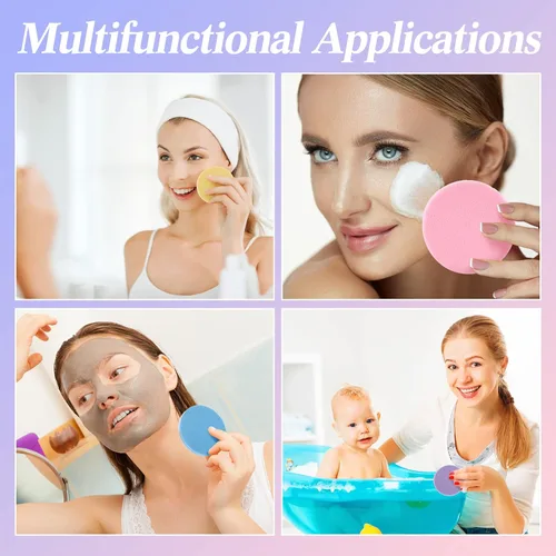 Miniatura 6 de 480 esponjas faciales comprimidas, eliminación de maquillaje, esponja de lavado facial redonda, reutilizable para limpieza, exfoliante, almohadillas