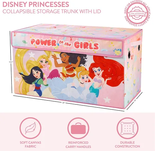 Miniatura 2 de Idea Nuova Disney Princess - Baúl plegable de almacenamiento para juguetes con tapa, 28 pulgadas de ancho x 16 pulgadas de profundidad x 14.5