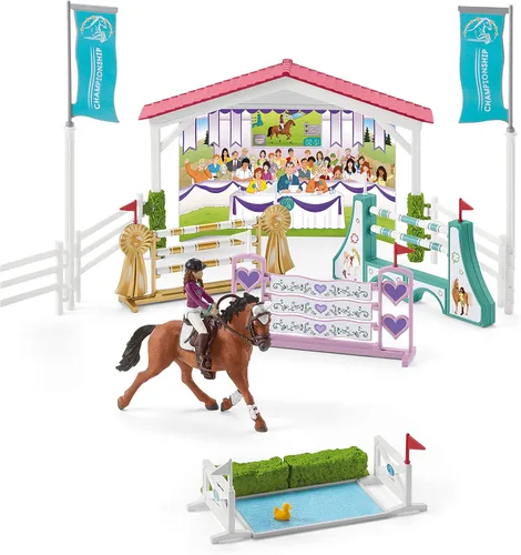 Miniatura 8 de Schleich Horse Club, juego de 86 piezas, juguetes de caballos para niñas y niños de 5 a 12 años, torneo de caballos de la amistad