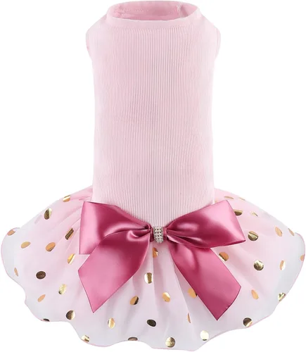 Vestido de princesa para perro, bonita falda tutú de encaje, ropa de boda para cachorros para perros pequeños y medianos Chihuahua Pitbull (rosa, XS)