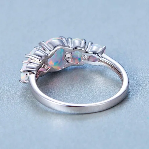 Miniatura 6 de Voluka - Anillos de ópalo blanco para mujer chapado en oro