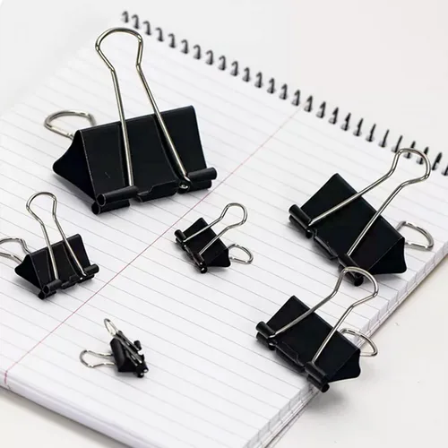 Miniatura 7 de Clips para carpeta, paquete de 300 abrazaderas de papel, varios tamaños (negro), Jumbo, grande, mediano, pequeño, mini y micro, 6 tamaños