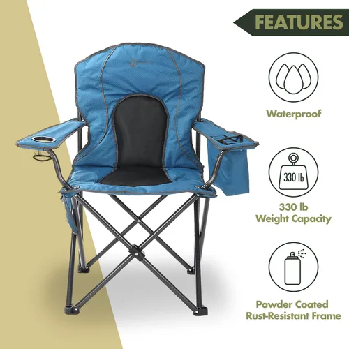 Miniatura 5 de Arrowhead Outdoor Silla cuádruple plegable portátil para acampar con enfriador de 4 latas, portavasos, bolsa de transporte resistente con correa