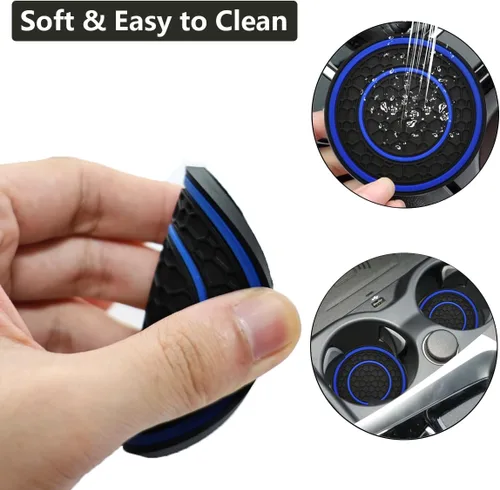 Miniatura 5 de Posavasos para automóvil, universales, impermeables, antideslizantes, portavasos a prueba de filtraciones, accesorios para el interior del Negro