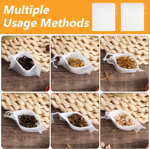 Miniatura 5 de 800 bolsas de filtro de té desechables de 4 x 6 pulgadas con cordón, para té de hojas sueltas, café frío, té helado, especias, preparación casera
