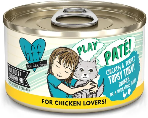 Miniatura 19 de B.F.F. PLAY - Best Feline Friend Paté Lovers, Aw Yeah!, Atún & Chicken Check Please! con atún y pollo, lata de 2.8 onzas (paquete de 12)