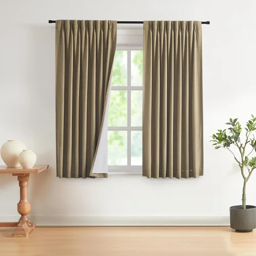 Miniatura 71 de Vision Home Cortinas marrones con pliegues pinzados de bloqueo total, cortinas de ventana de lino mezclado para oscurecimiento de la habitación, 95